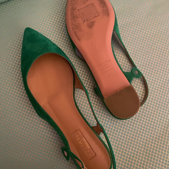 AQUAZZURA Serpentine suede slingback pointed flats - Picture 4 of 4